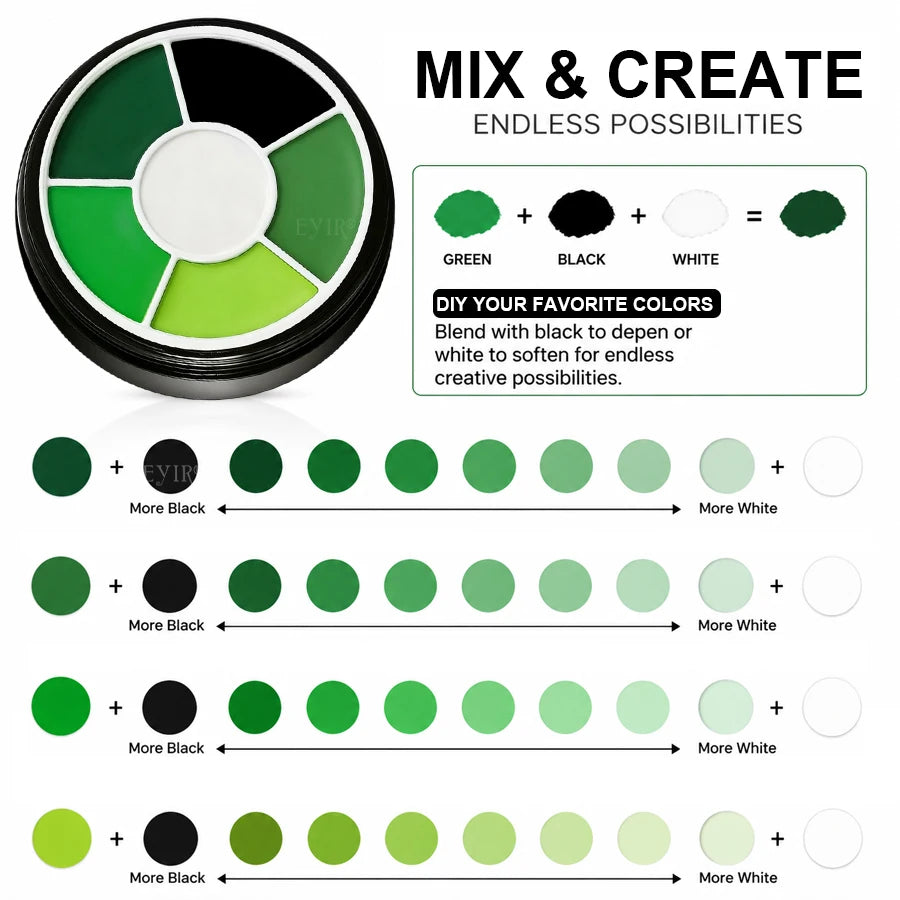Green Body Paint Palette 6 Colors