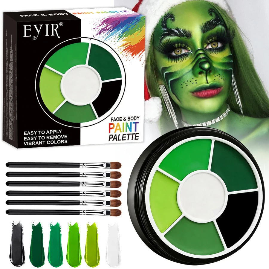 Green Body Paint Palette 6 Colors