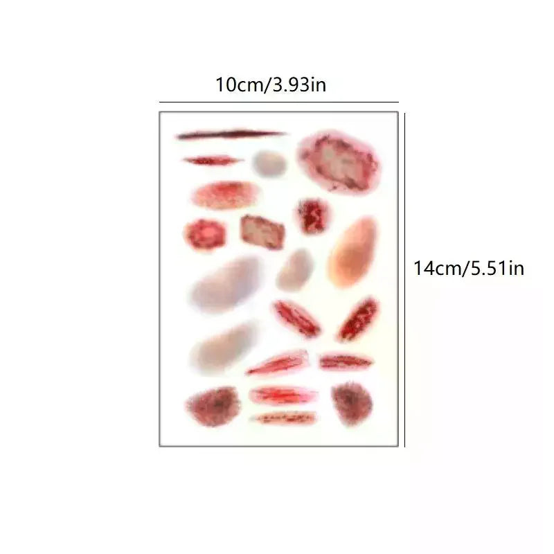 4 Sheets  Wound Bruising Temporary Tattoos