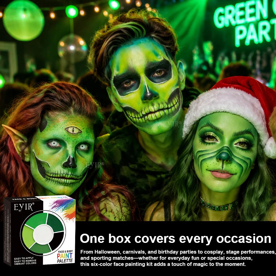 Green Body Paint Palette 6 Colors