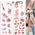 4 Sheets  Wound Bruising Temporary Tattoos