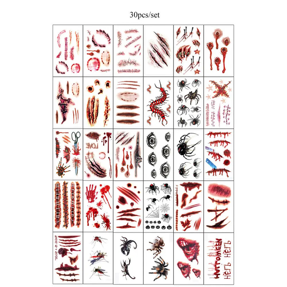 30pcs Waterproof Halloween Tattoo