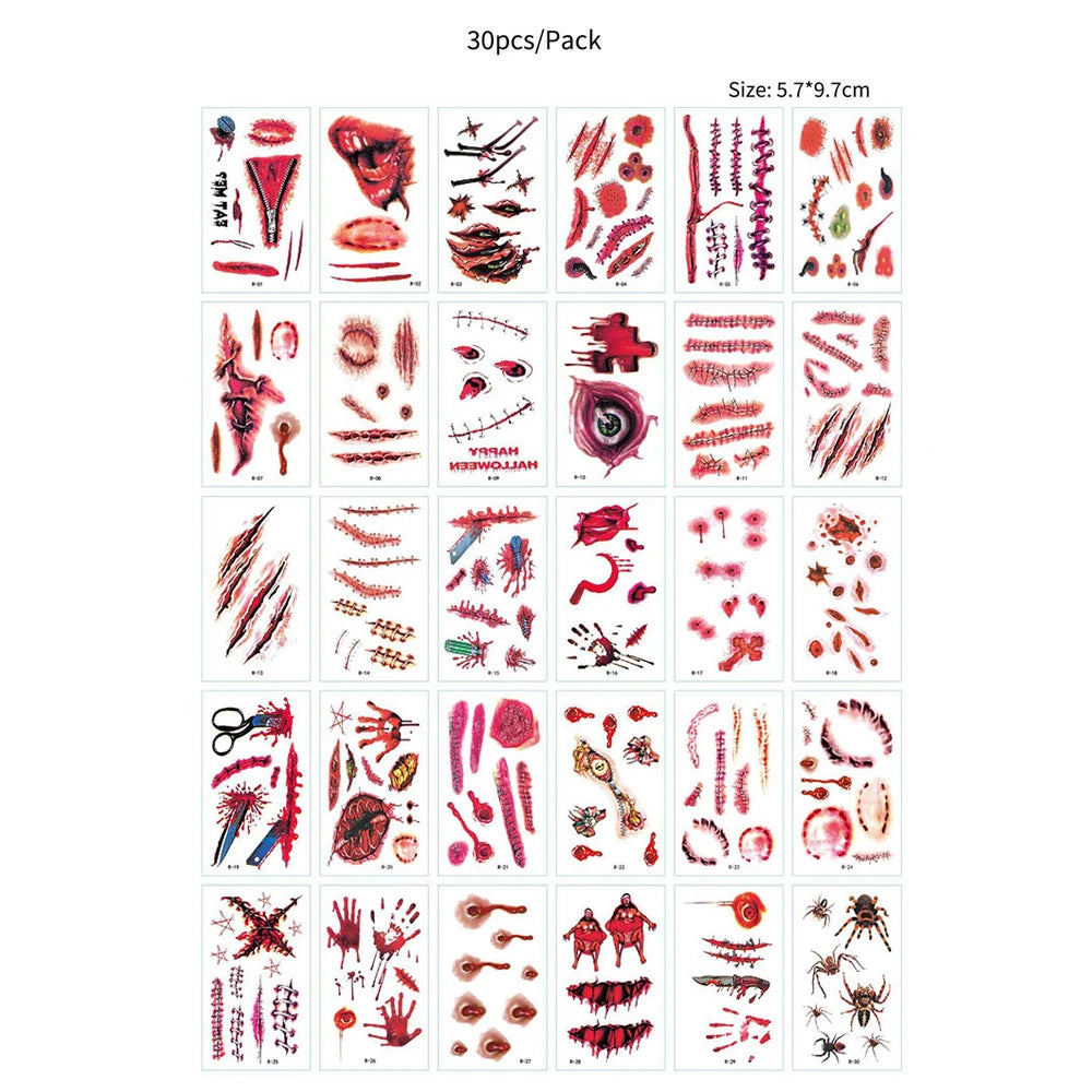 30pcs Waterproof Halloween Tattoo