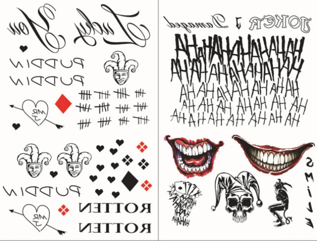 Disposable Temporary Tattoo - clown themed