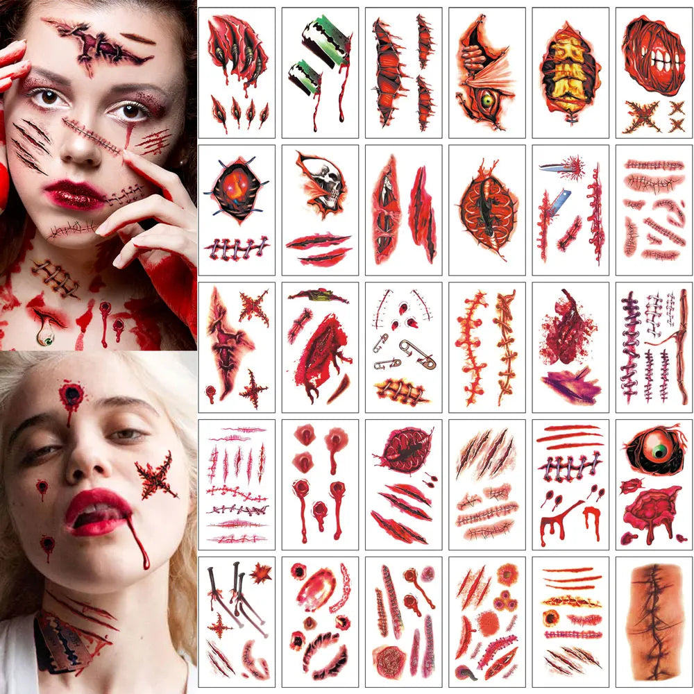 30pcs Waterproof Halloween Tattoo