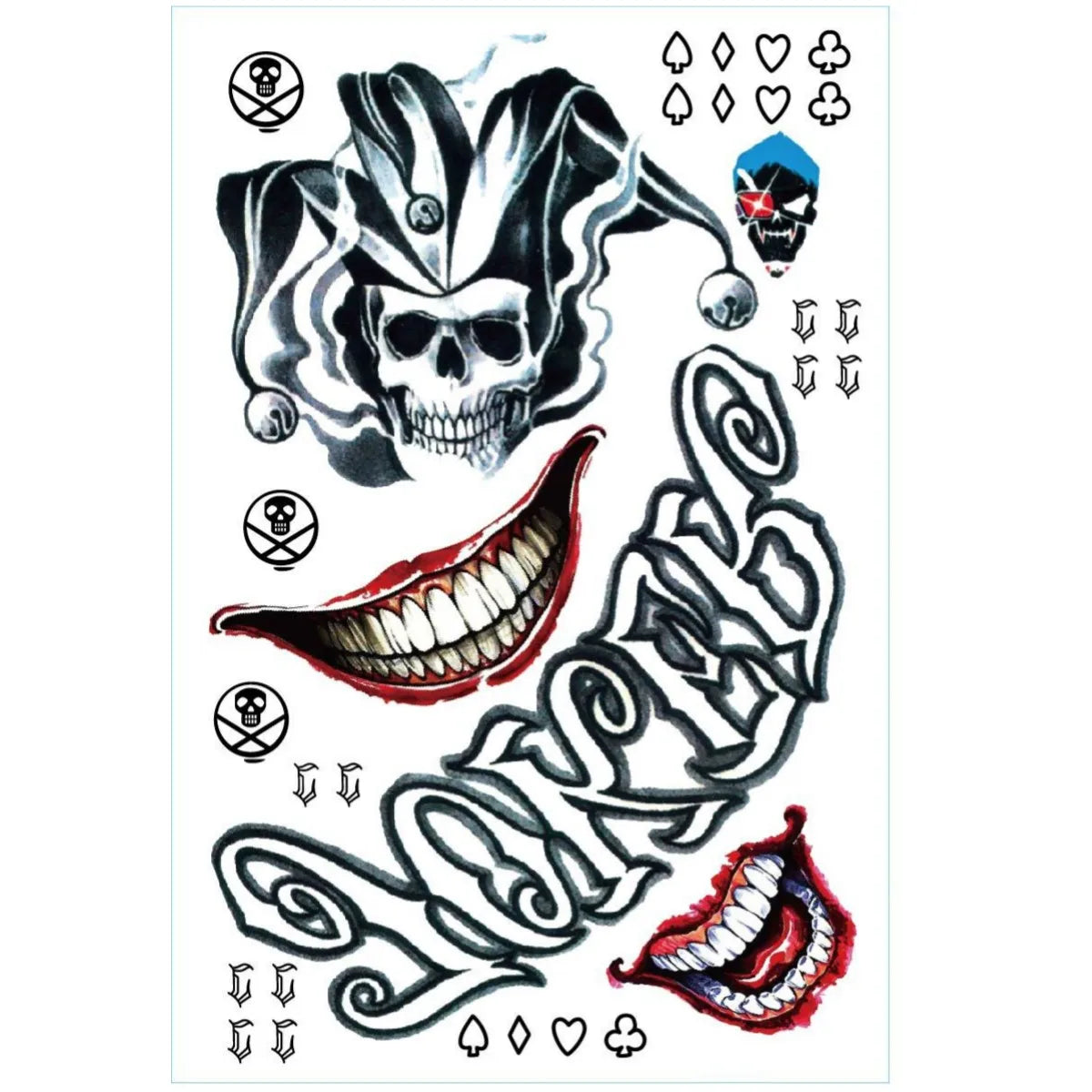 Disposable Temporary Tattoo - clown themed