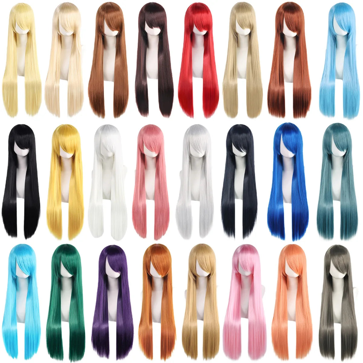 Long Synthetic Wig w Bangs