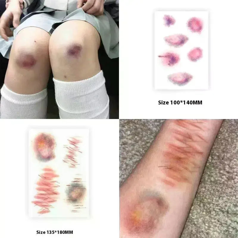 4 Sheets  Wound Bruising Temporary Tattoos