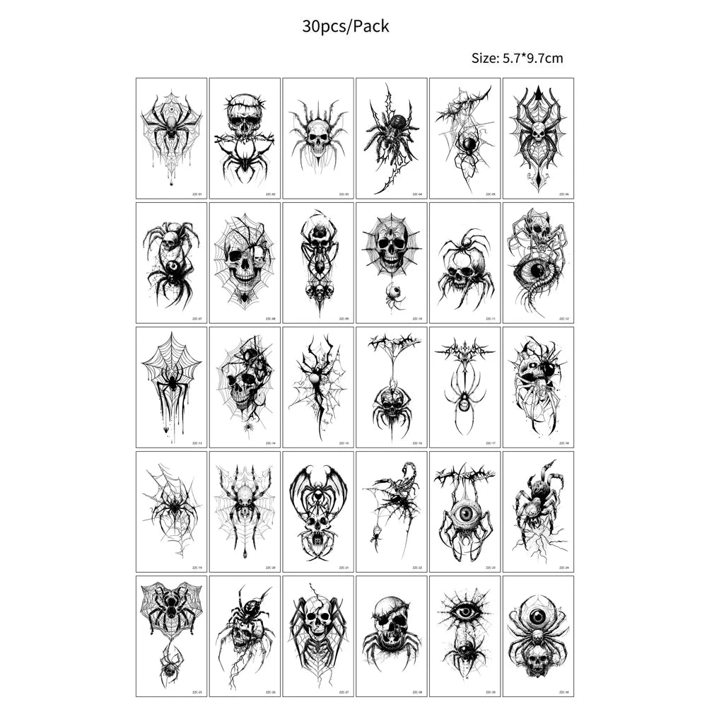 30pcs Waterproof Halloween Tattoo