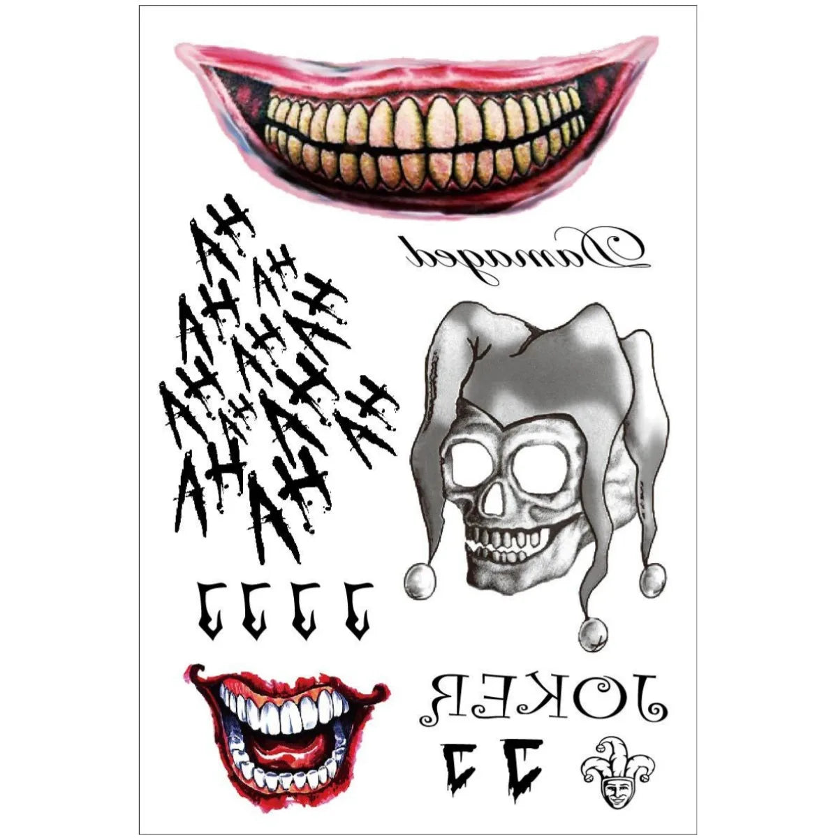 Disposable Temporary Tattoo - clown themed