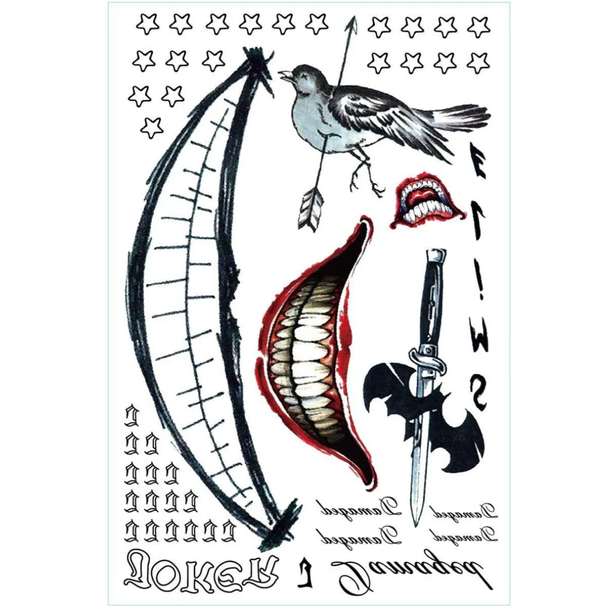 Disposable Temporary Tattoo - clown themed