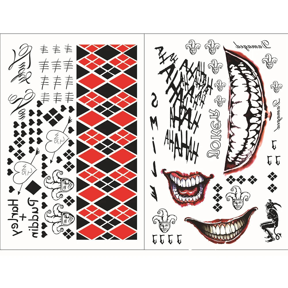 Disposable Temporary Tattoo - clown themed
