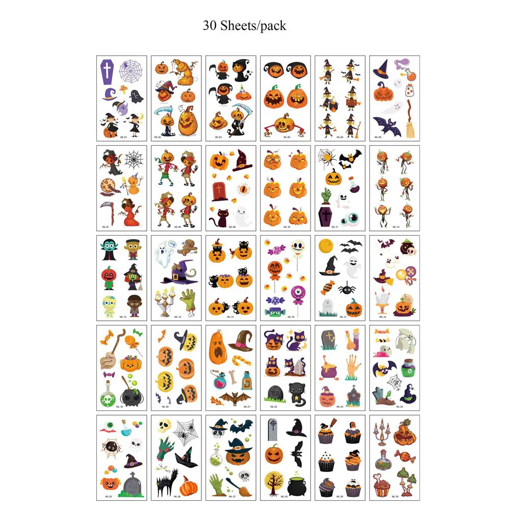 30pcs Waterproof Halloween Tattoo