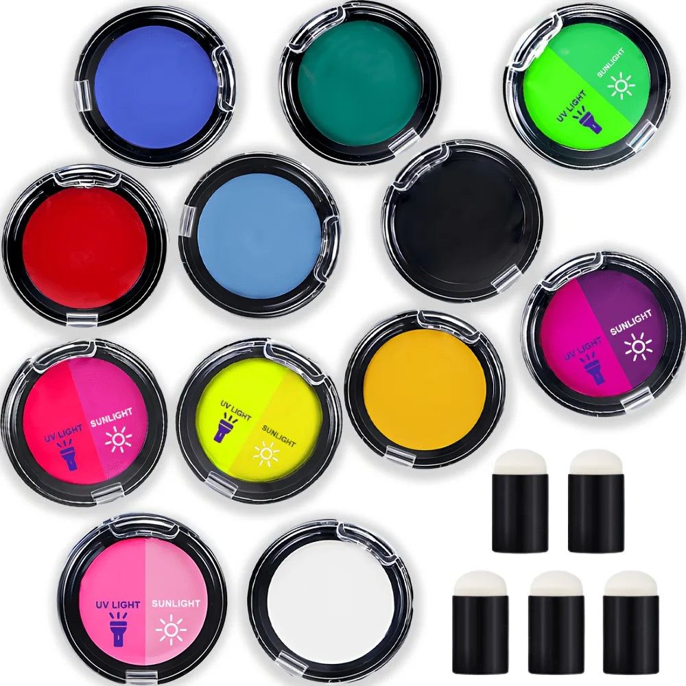 12 Color UV Reactive Face Paint