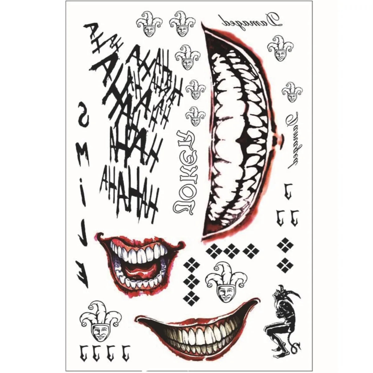 Disposable Temporary Tattoo - clown themed