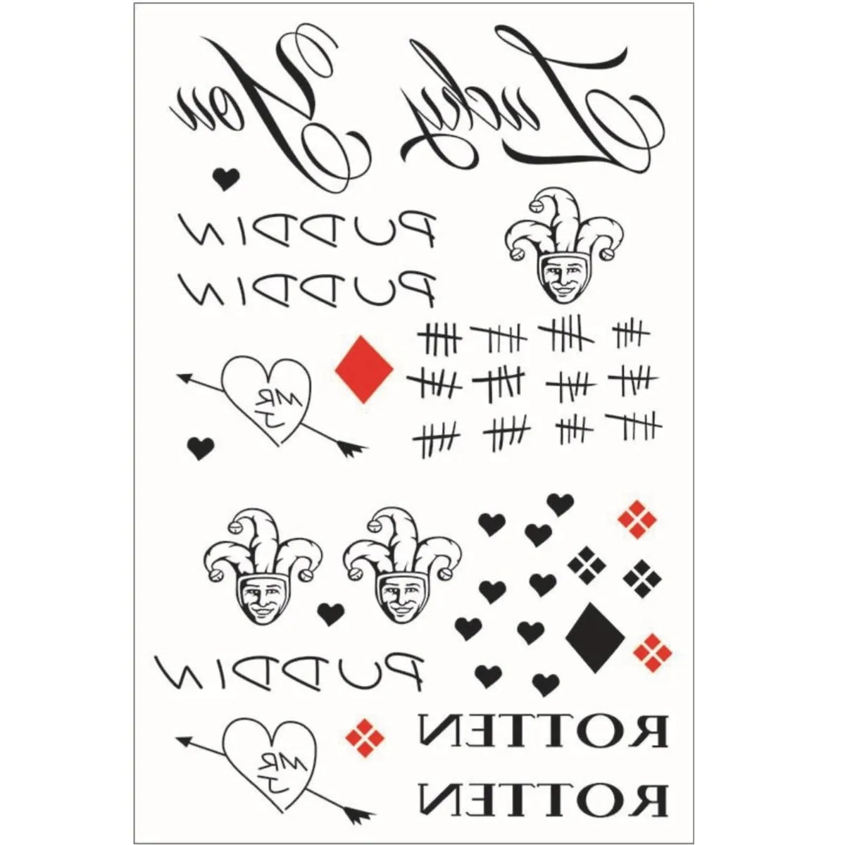 Disposable Temporary Tattoo - clown themed
