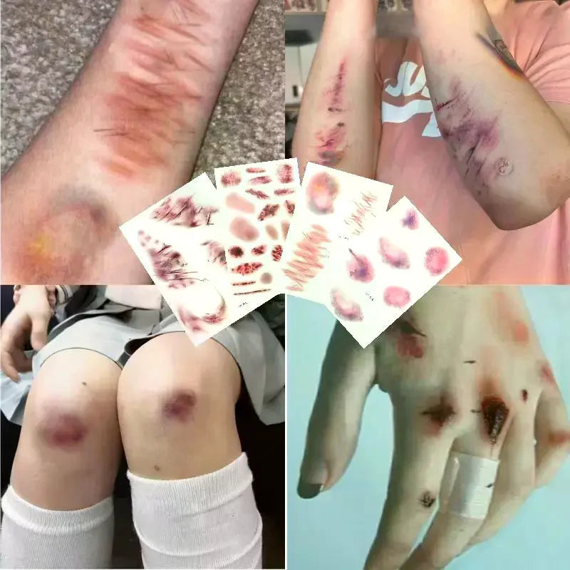 4 Sheets  Wound Bruising Temporary Tattoos
