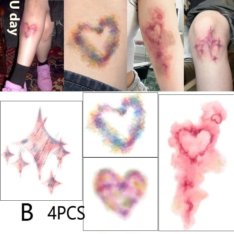 4 Sheets  Wound Bruising Temporary Tattoos