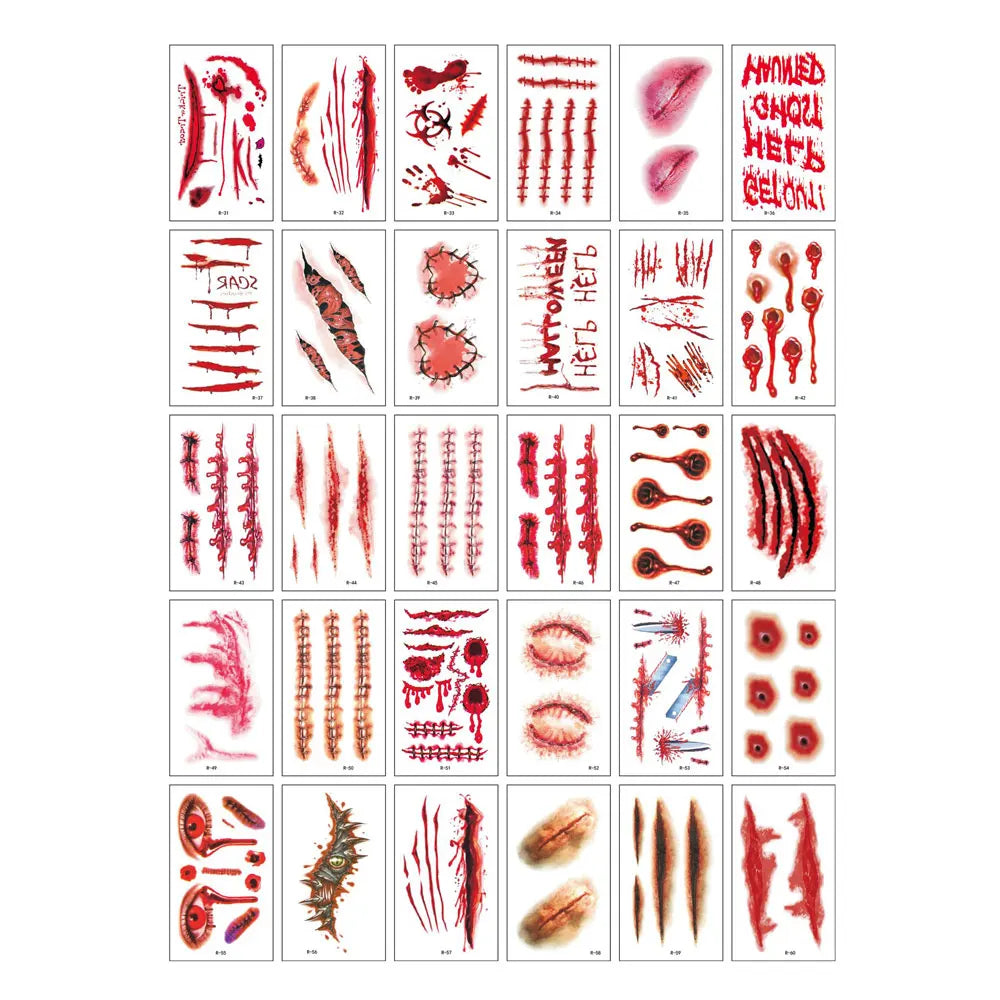 30pcs Waterproof Halloween Tattoo