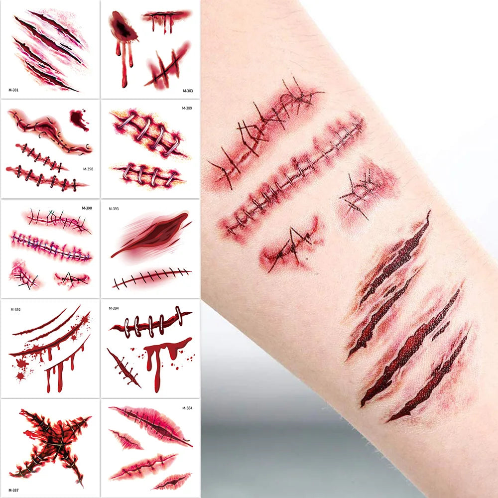 20 Sheets 3D Realistic Scar Tattoos